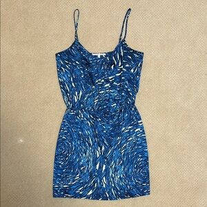 Collective Concepts Blue Patterned Women's Dress Size L